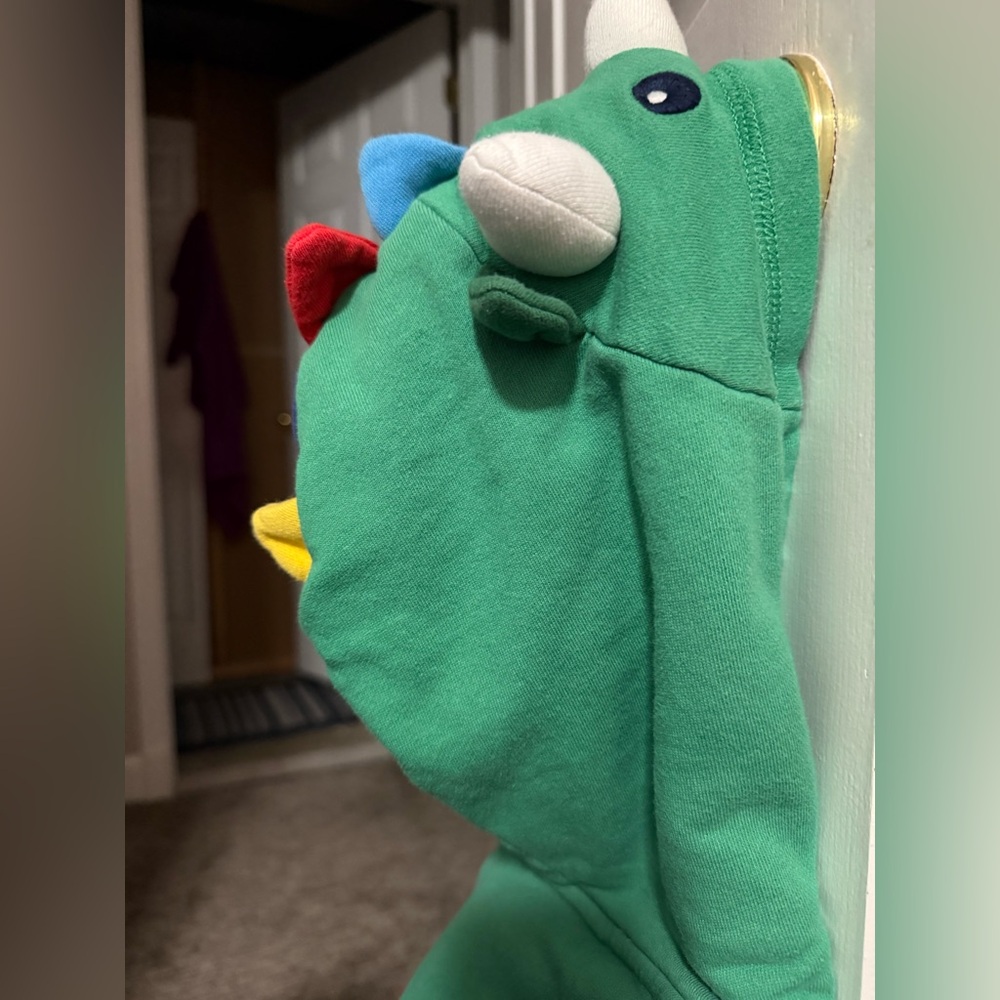 Mini Boden Teal Dinosaur Hoodie for Kids - Picture 4 of 4